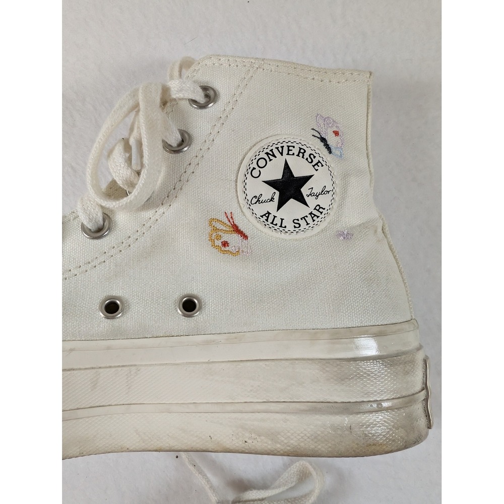 Converse Platform 6 White Embroidered butterfly and flowers - Picture 3 of 10
